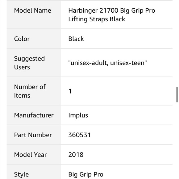 Harbinger Big Grip No-Slip Nylon Lifting Straps with DuraGrip (Pair) in black - Picture 7 of 7